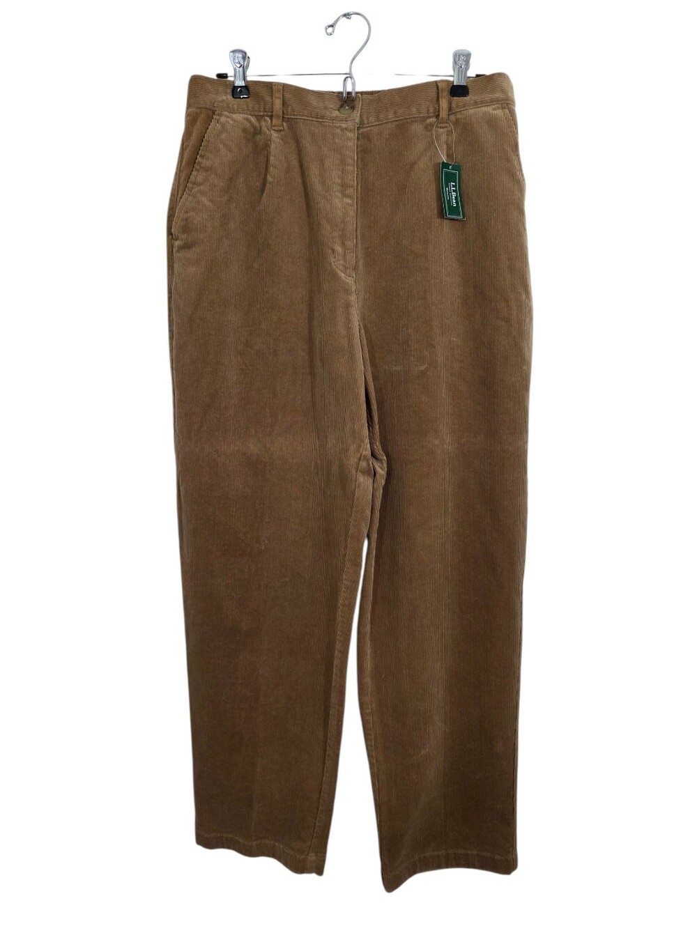 NWT LL Bean Corduroy Pants Camel Brown Tan Elastic Waist Size 14 Original Fit